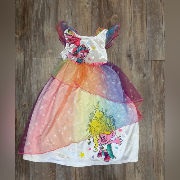 Dreamworks Other - Dreamworks Trolls Girls 3T Rainbow Tulle
Dress With Poppy & Branch Graphics